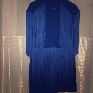 Fringe royal blue dress